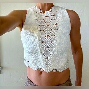 Rebecca Taylor White lace sleeveless top